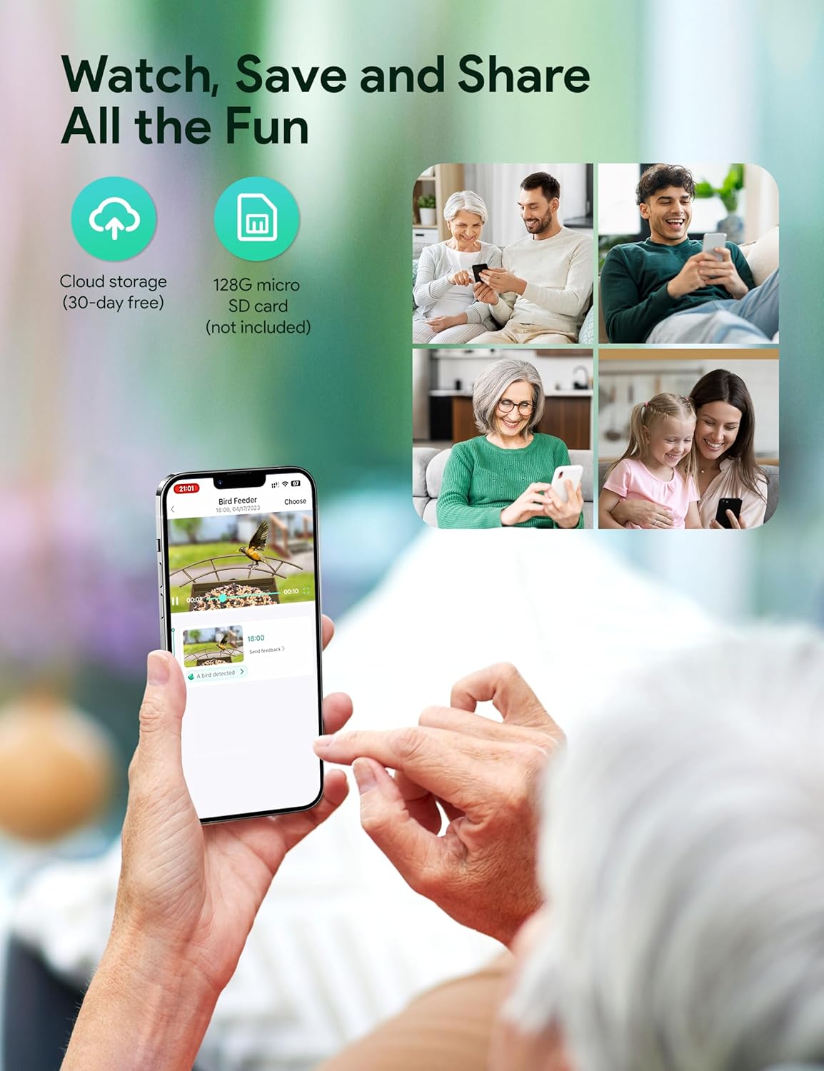 Osoeri Bird Feeder with Camera, Camera Bird Feeder for Outside, Solar-Powered, Smart AI Identify Birds, Auto Capture Video & Instant Arrival Alert, Ideal Gift for Family and Birdlover