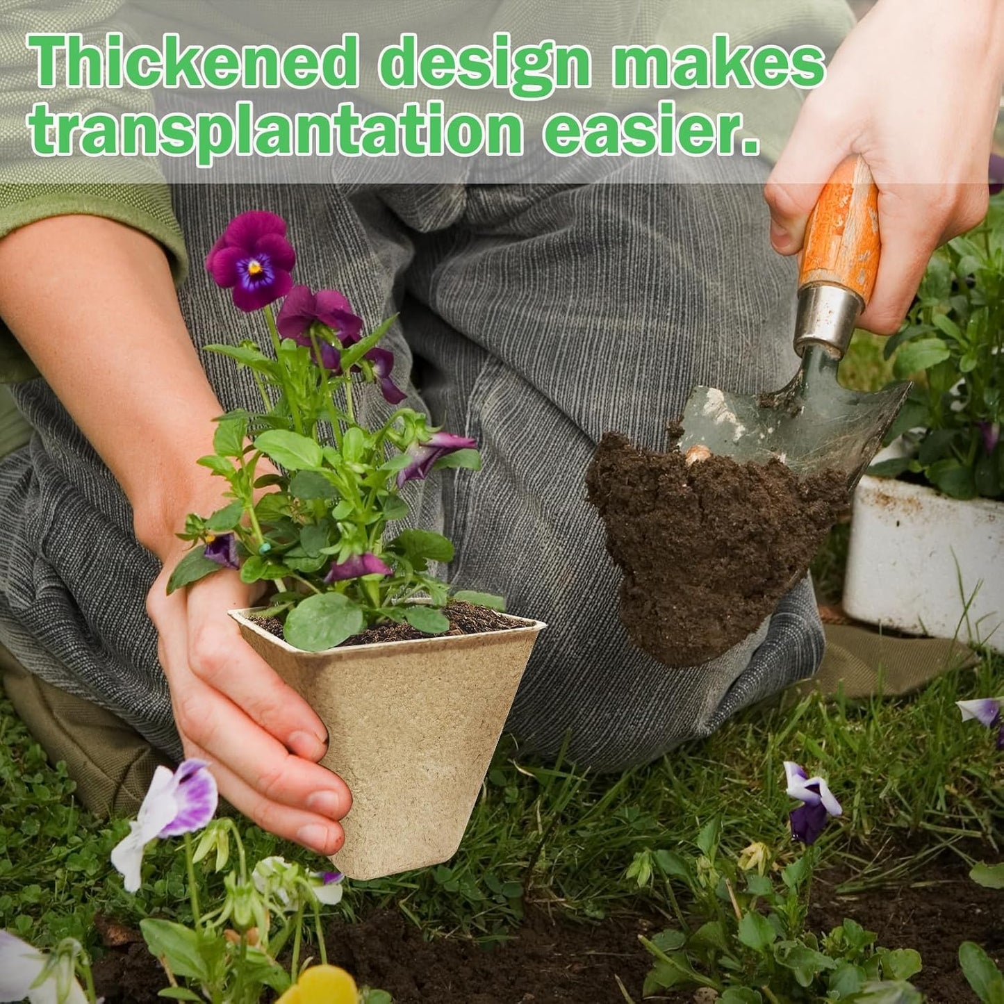 70-Pack 3.15 inch Square Peat Pots for Seedlings with Drainage Holes, Biodegradable Nursery Pots with 100 Labels for Plants