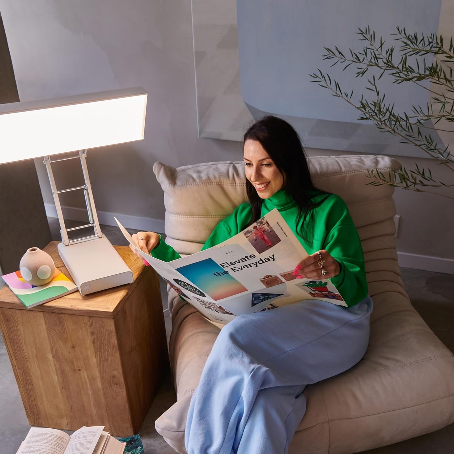 Northern Light Technologies NLT Adjustable Desk lamp - 10000 Lux Light Therapy Lamp - Full Spectrum Light Therapy Desk Light for Natural Mood and Energy Enhancement, Sunlight Desk Lamp, Beige