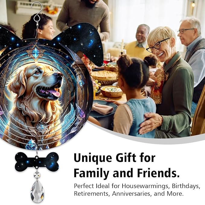 Celestial Golden Retriever Dog Ears Wind Spinner, Celestial Golden Retriever Wind Spinner Hanging for Yard and Garden