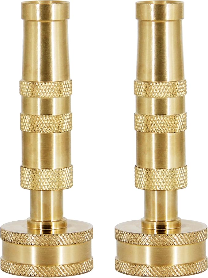 ATDAWN Brass Hose Nozzle, Heavy-Duty Brass Adjustable Twist Hose Nozzle, 2 Pack (3.5")