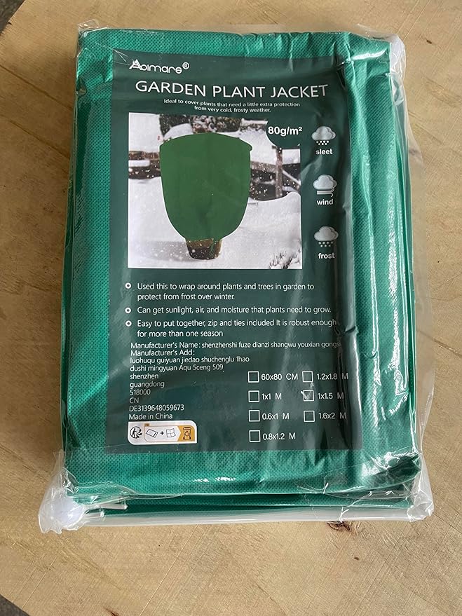Abimars Thicker Plant Covers Freeze Protection Jacket 2.36 oz/yd², 3.2'x5' Reusable Winter Plant Covers with Drawstring & Zipper, 2 Pack Light, Porous Fabric for Plant Breathing