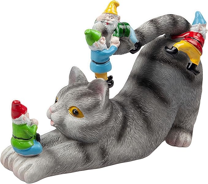 Cat Gnomes Garden Statues,Cat Sculpture Decorations Outdoor Lawn & Yard Figurine,for Women Mother Kids,Cat Lover Gifts,Patio, Balcony, Yard, Lawn Ornament