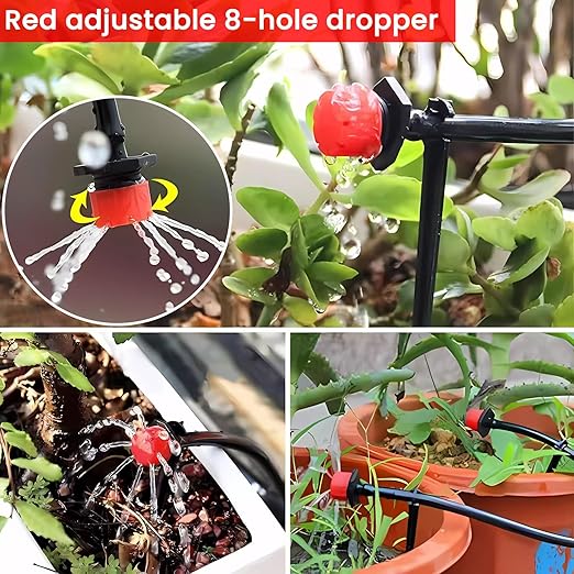 100ft Drip Irrigation System with 50 Adjustable Sprinklers – Automatic Garden Watering System for Outdoor Plants, Lawns, Flower Beds – Efficient Water-Saving Sprinkler System