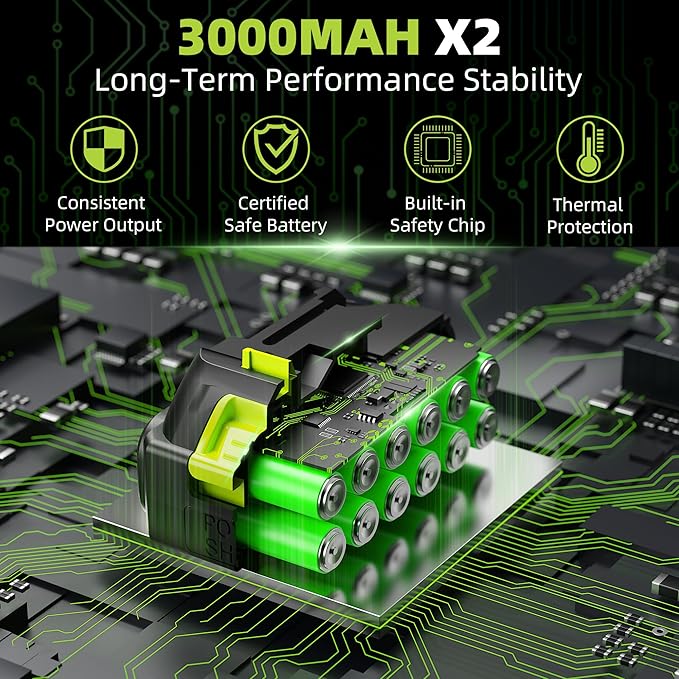 Cordless Leaf Blower, 2 x 21V 3000mAh Batteries, Lightweight & Adjustable Speed, 500W Power, 464 CFM, 50,000 RPM, Ideal for Yard & Garden Cleanup