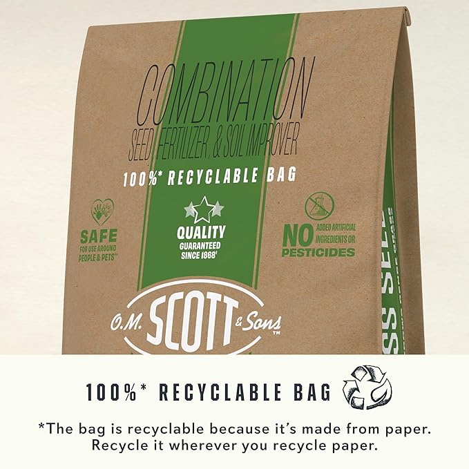 O.M. Scott and Sons Tall Fescue Blend Grass Seed, Fertilizer and Soil Improver, Naturally Crowds Out Weeds, Covers Up to 2,000 sq. ft., 8 lbs.