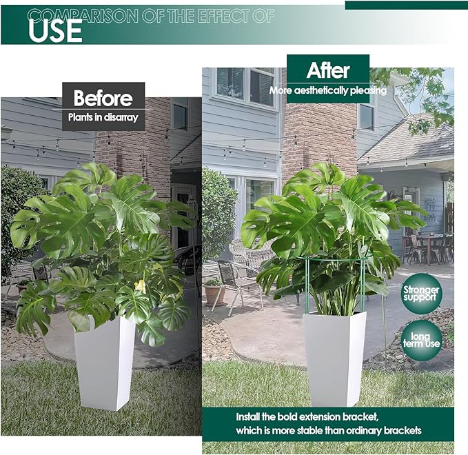 12 Pack 24 inch Plant Support Stakes, Half-Round Metal Garden Flower Stakes, Large Peony Support Ring and Cage for Indoor and Outdoor Plants, Hydrangea, Tomato, Rose, Monstera with Plant Ties