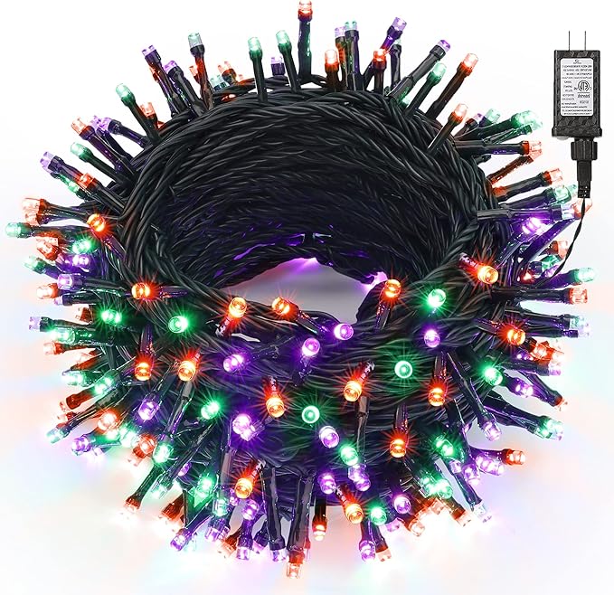 Brizled Mini Halloween Lights, 78.74ft 240 LED String Lights Connectable, 8 Modes Outdoor Halloween Lights, Spooky Tree Light with Timer for Carnival Party Decor, Purple & Green & Orange