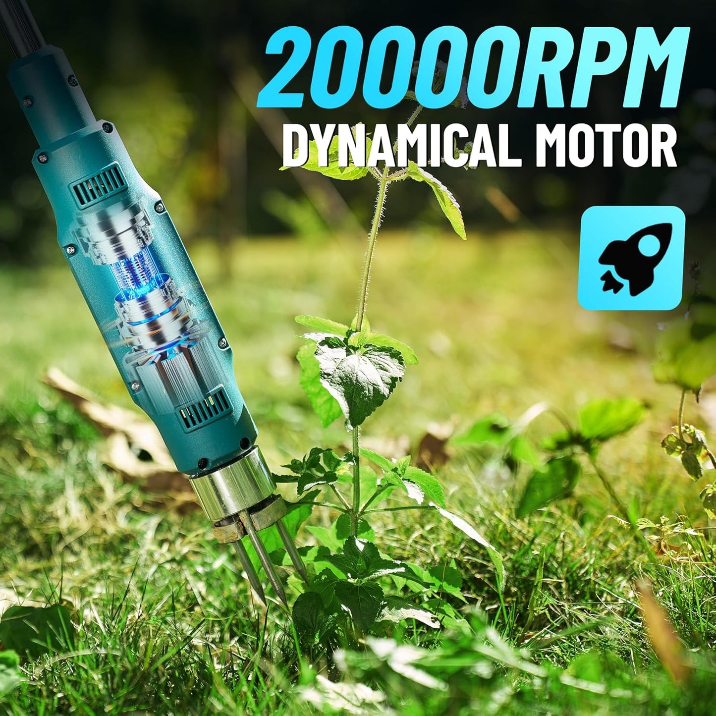 SEESII Next-Gen Electric Stand Up Weed Puller Tool with 20000RPM High-Torque Motor, Battery Powered Garden Weeder 3-Claw Steel Head for Smooth Weeding (Electric Weed Puller-Two Battery)