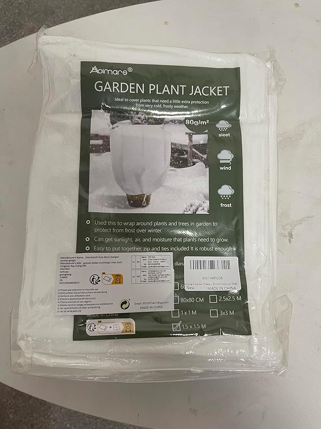 Abimars Thicker Plant Covers Freeze Protection Jacket 2.36 oz/yd², 5'x5' Reusable Winter Plant Covers with Drawstring & Zipper, 2 Pack Light, Porous Fabric for Plant Breathing