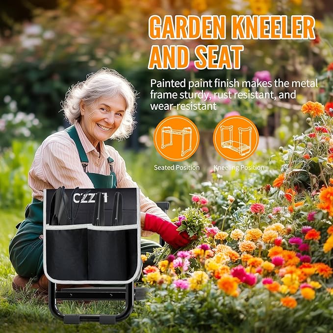 Garden Kneeler and Seat, Wider and Thicker Kneeling Pad Heavy Duty Gardening Stool with Gardening Tool Pouch and Bag, Garden Bench/Chair Gifts for Women, Seniors