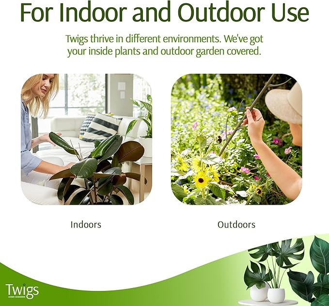 Twigs - Monstera Plant Support Stakes for Indoor & Outdoor Plants, Gardening Supplies, Garden Accessories, Trellis, Moss Pole, & Ring Alternative - Monstera (Dark Green), 10 Pack, 12" L, Mini Twigs