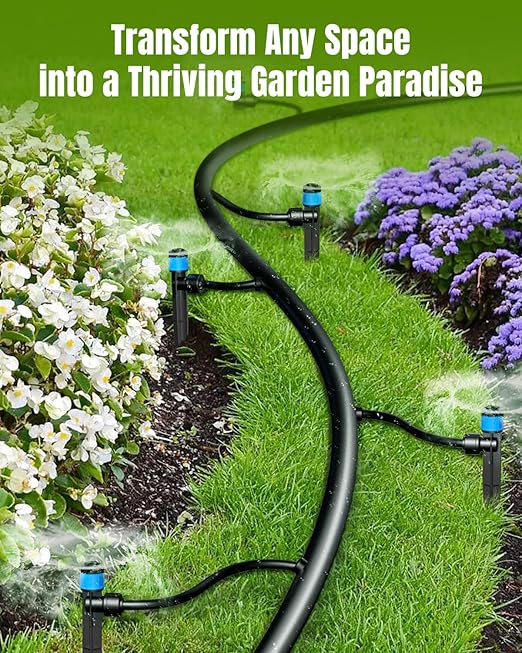 Pawfly 30 Pcs Push-to-Fit Drip Irrigation Emitters with Adjustable 360 Degree Water Flow Irrigation Drippers Drip Emitters Sprinklers with Stake Drip Irrigation System Parts for 1/4 Inch Tubing