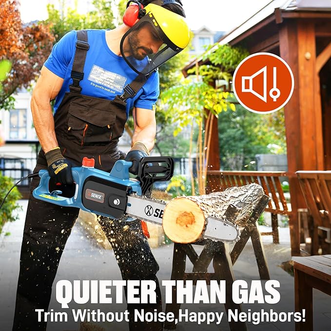 SENIX Electric Chainsaw, 14" Corded Chainsaw,10 Amp Chain Saw for Wood Cutting, Tree Trimming, Garden Tool for Pruning, Branch Cutting, Yard, Fathers Day Gift for Men,Gardener, CSE10-L