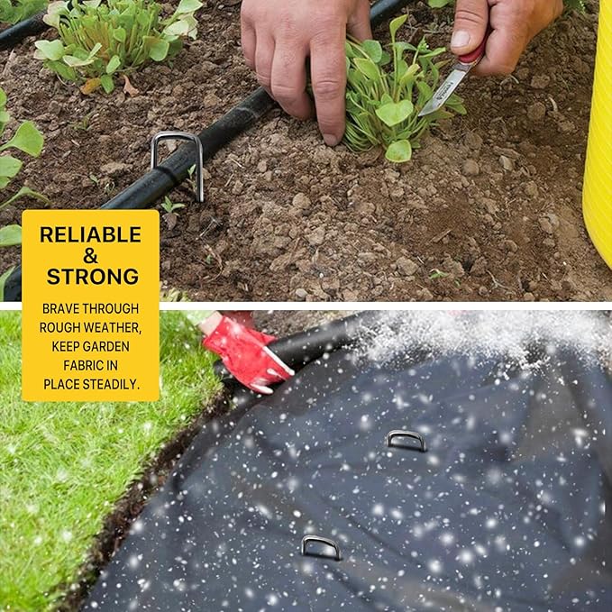 Landscape Staples 6 Inch 25 Pack 11 Gauge Heavy Duty Galvanized Garden Stakes for Weed Barrier Fabric, Lawn & Outdoor Projects