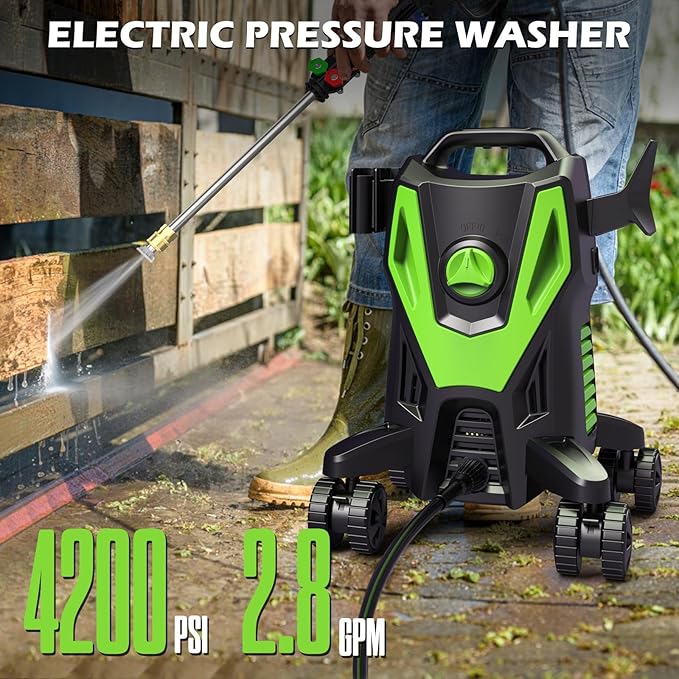 Pressure Washer -4800PSI Power Washer with 4 Quick Connect Nozzles, High Pressure Cleaning Machine with Foam Cannon for Car/Garage/Patio Home Cleaning