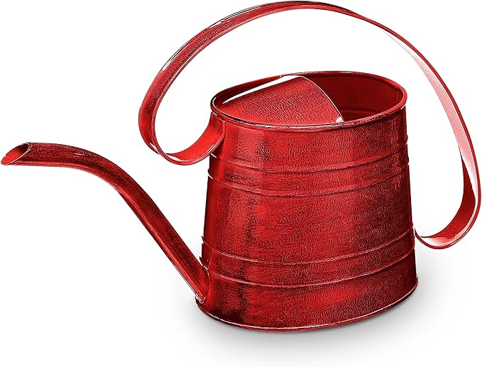 Headwind Danbury Vintage Watering Can – 1/2 Gallon Cayenne Red Decorative Galvanized Large Metal Watering Can Planter for Outdoor & Indoor – Antique Style by Robert Allen