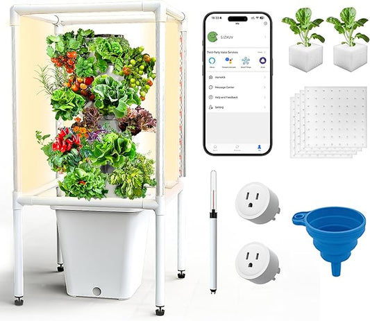 SJZX Hydroponics Growing System, 18 pods Vertical Small hydroponic Tower with LED Grow Light for Indoor Gardening, Classroom Growing Kit, Winter Germination Kits, Beginner-Friendly