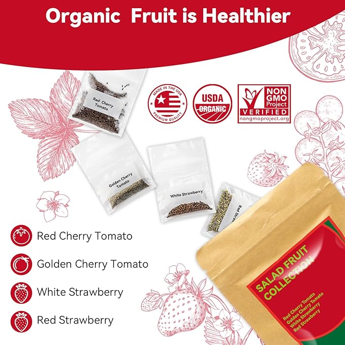 inbloom Fruit Seed Pod Kit for for AeroGarden, Ahopegarden Hydroponics Growing System, 12-Pods (350 Seeds+, Include Red Cherry Tomato, Golden Cherry Tomato, White Strawberry, and Red Strawberry)