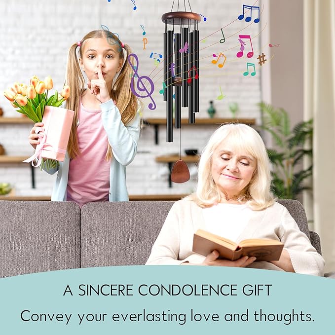 Large Aluminium Wind Chimes 37" Inches to Create a Zen Atmosphere Suitable for Outdoor, Garden, Patio Decoration, Classic Wind Chimes Suitable as A Gift for Unisex (Black)