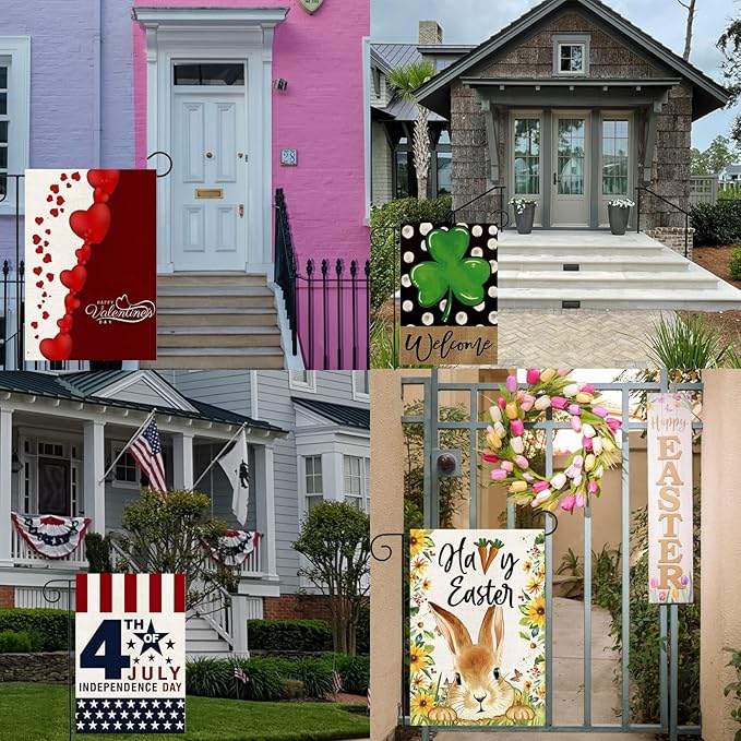 Garden Flags 12x18 Double Sided, Set of 12 Yard Flags for Outside Seasonal Garden Flag Outdoor Holiday Farmhouse Decorations Flags for All Seasons(Seasonal)