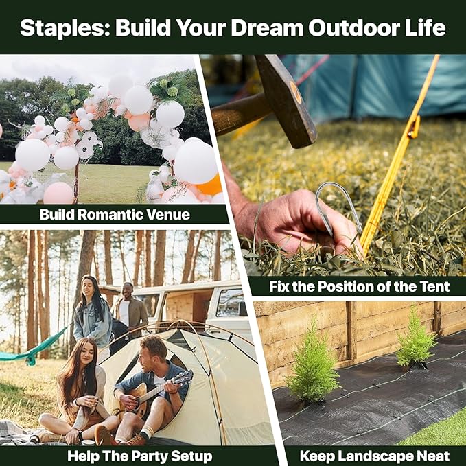 U Shaped Landscape Garden Staples 4 Inch 40 Pack Updated 11Gauge Irrigation Stakes Galvanized Garden Stakes Fabric Pins for Soaker Hose Drip Line Tubing Yard Lawn Staples for Outdoor Decorations