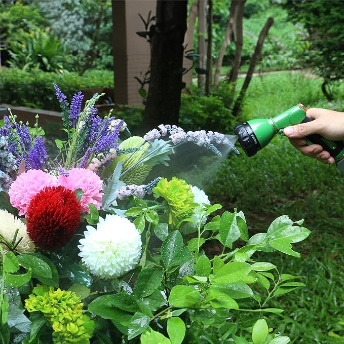 STYDDI Pro Ultra Heavy Duty Multi-Patterns Garden Hose Nozzle, All Metal Hose Nozzle with 8 Spray Patterns, Perfect for Plant Watering, Car Washing, Window Cleaning, Pet Showering, Green