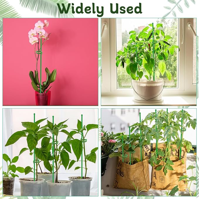 Plant Stakes 18Inch, 10Pcs Plant Support Stakes,HAINANSTRY Adjustable Length Garden Stakes,Plant Stakes for Indoor and Outdoor Plants,Tomatoes/Beans/Orchid/Vegetable Stakes for Garden