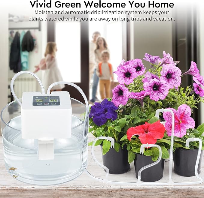 Automatic Irrigation System, DIY Automatic Drip Irrigation Kit Self Watering System with Timer, USB Power Operation & 30-Day Programming Vacation Plant Watering Devices for Indoor Potted Plants