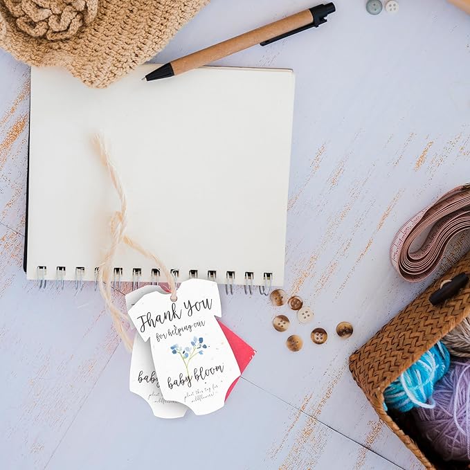 Onesie Seed Paper – 15 Blue Baby Shower Favors for Guests with Wildflower Seeds, Writable & Plantable, Baby Shower Gifts for Guest