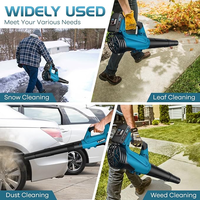 Leaf Blower, Electric Cordless Leaf Blower with 2 Batteries and Charger, 2 Speed Mode, Lightweight Leaf Blowers for Blowing Leaves, Lawn Care, Patio Cleaning and Dust