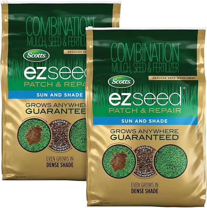 Scotts EZ Seed Patch & Repair Sun and Shade Mulch, Grass Seed, and Fertilizer, 40 lbs. (2-Pack)