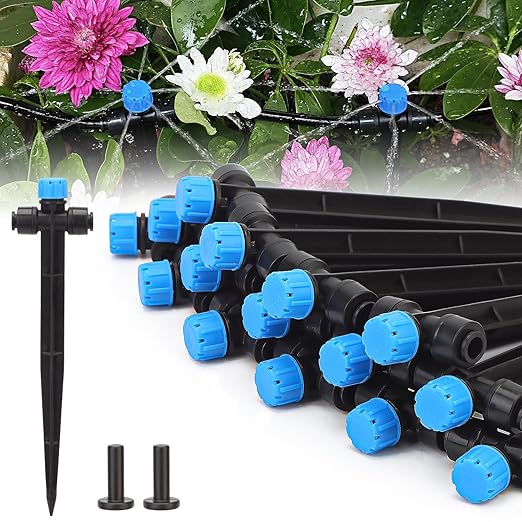 1/4 Inch Drip Irrigation Emitters,30 Pcs Push-to-fit Drip Emitters for 1/4" Irrigation Tubing 360 Degree Adjustable Water Flow Irrigation Drip Head Irrigation Drippers for Plant Flower Garden Watering