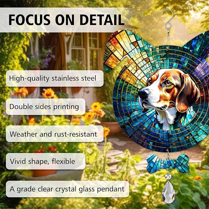 Beagle Dog Ears Wind Spinner, Beagle Wind Spinner Hanging for Yard and Garden