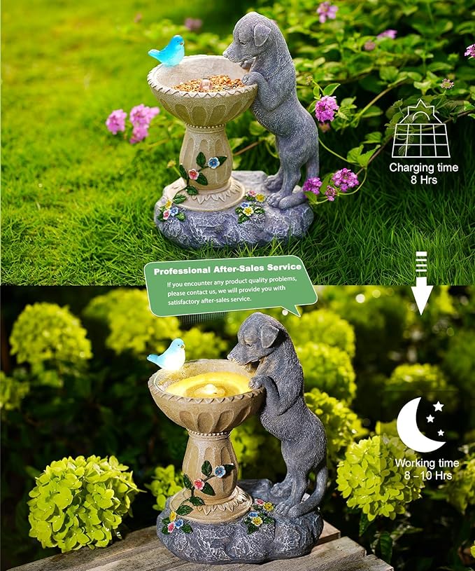 Dachshund Dog Statues for Bird Bath: Outdoor Sculptures for Garden Lawn Patio Yard Balcony Porch - Unique Gifts for Mother Grandma Women
