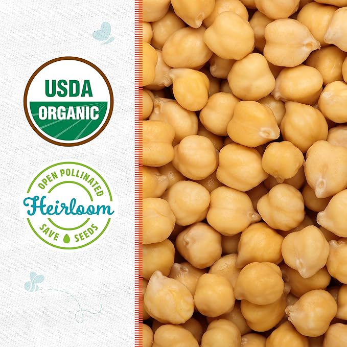 Back to the Roots 100% Organic Heirloom Seeds - Garbanzo Bean Chickpea Value Pack (16.8g Total)