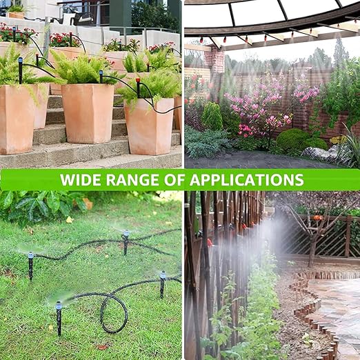 190.2FT Quick Connector Drip Irrigation System Kits Automatic Garden Watering Sprinkler with 1/2 &1/4 inch Tubing Hose Patio Misting Plant Irrigation Equipment for Indoor Greenhouse Flower Beds Lawn