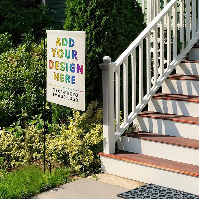 Custom Garden Flag for Outdoor Personalized Yard Flags Decor Customized Flag Add Your Own Picture Text House Lawn Banner Double Sided Home Wall Decoration 12.5x18 28x40