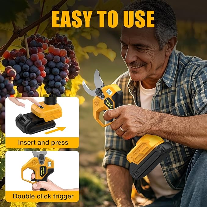 Pruning Shears for Dewalt 20V Battery – Electric Pruning Shears for Gardening, SK5 High-Carbon Steel Blade, 0.8-1.5" Cutting Capacity, LCD Display (Tool Only, No Battery)