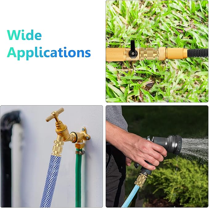 Heavy Duty Solid Brass Garden Hose Quick Connect Fittings, 6 Pack 3/4" With 20 Extra Washers, Male and Female Connectors