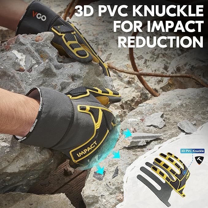 Vgo... Work Gloves for Men,Leather Safety Work Gloves,Scratch protection,Thornproof,Touchscreen(CA7777/CA7780/GA7776/PA7775)