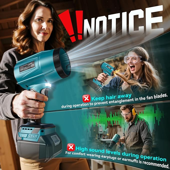 Leaf Blower Cordless Compatible with Makita 18V: Ecarke 800000RPM Portable Dust Cleaner, Electric Handheld Turbo Jet Blower Lightweight Brushless Motor for Patio Cleaning Garden Lawn Care (No Battery)