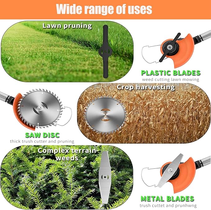 21V String Trimmer Cordless Battery Powered Weed Wacker, 2 X 2.0Ah Battery and a Charger, Brush Cutter Lawn Mower Edger Lawn Tool for Garden and Yard