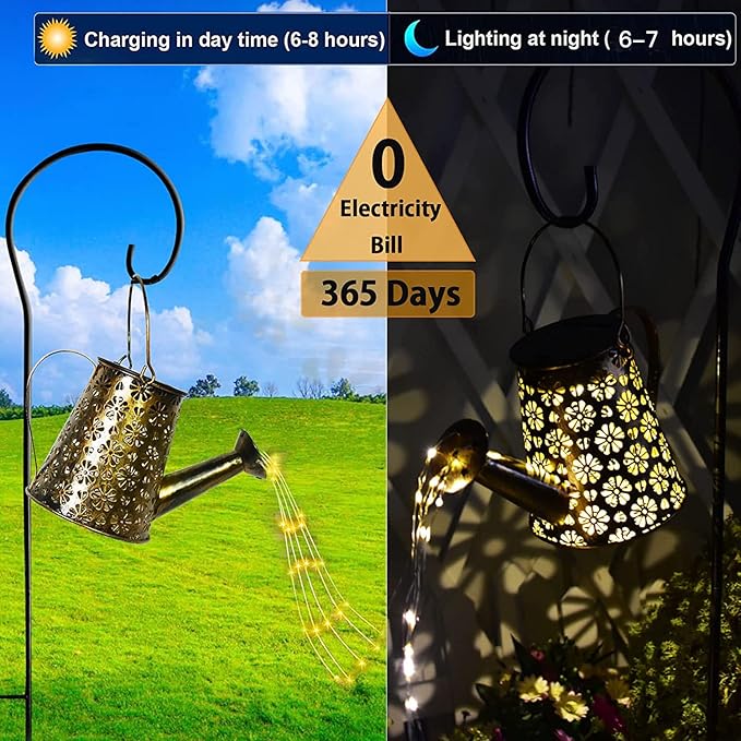 Solar Watering Can with Lights Outdoor,Hanging Solar Lantern,Metal Waterproof Garden Lights Decorations Gift for Table Patio Yards Pathway Party, Yard Decorations Outdoor