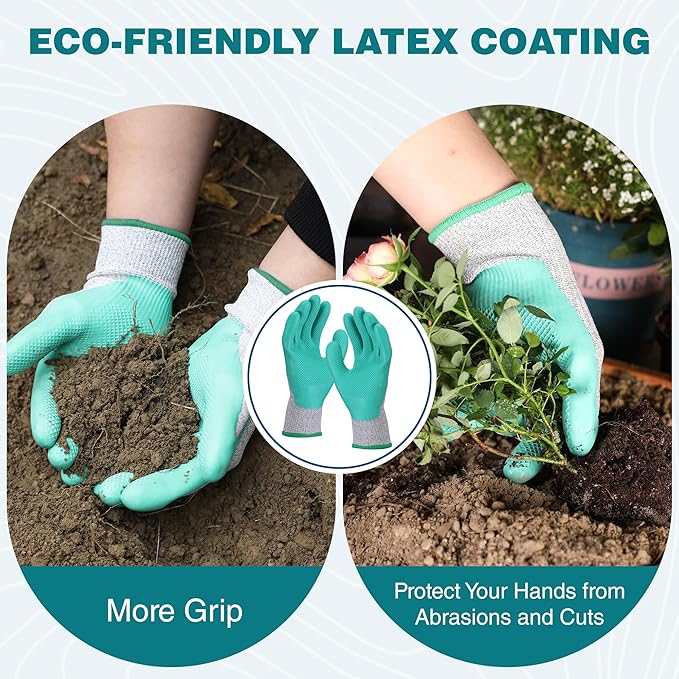 WORKPRO Aluminum Garden Tool Set, 4PCS Heavy Duty Hand Garden Tools with Box Include Trowel, Rake, Pruner, Garden Gloves, Blue Floral, Garden Gifts