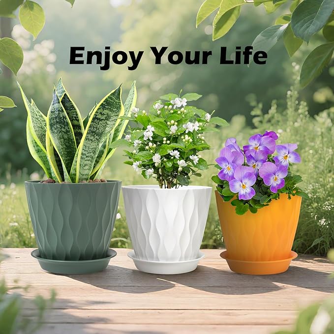 GARDIFE 7/6.5/6/5.5/5/4.5/4 inch Plant Pots, 7 Pack Flower Pots Indoor Outdoor, Planters with Drainage Holes and Tray Saucers (Color-Red)