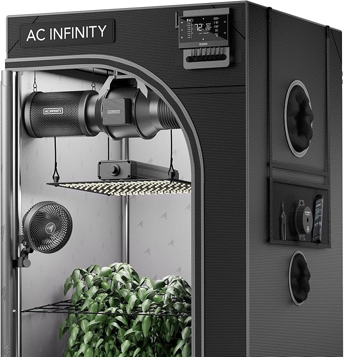 AC Infinity AI Grow System Compact 2x2, 1-Plant Kit w/Self-Learning AI Controller, Dynamic Airflow & LM301H LED Lighting Control, 2000D Mylar Tent w/Lab-Tested Reflectivity, Largest Zippered Window