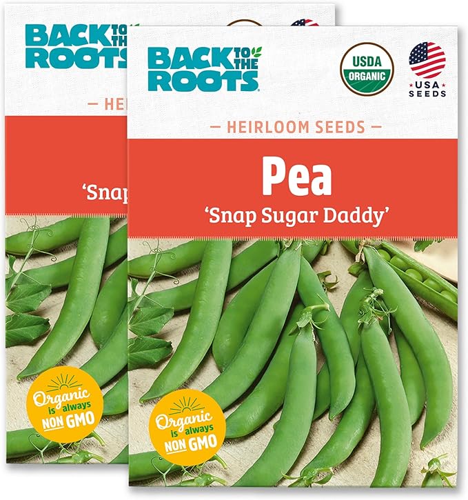 Back to The Roots 100% Organic Heirloom Seeds - Snap Pea Value Pack (16.8g Total)