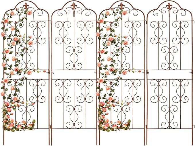 hogardeck 4 Packs 60 * 18 inch Metal Garden Trellis for Climbing Plants Outdoor,Heavy Duty,Gold Coating Rustproof Trellis for Rose, Vegetable, Flowers, Expandable,Perfect for Training Climbing Plants