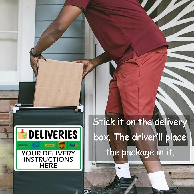 Custom Metal Delivery Sign for Packages, Waterproof Personalized Leave Packages Sign for Home, Leave Your Delivery Instruction on Signage (white, 18"x12")